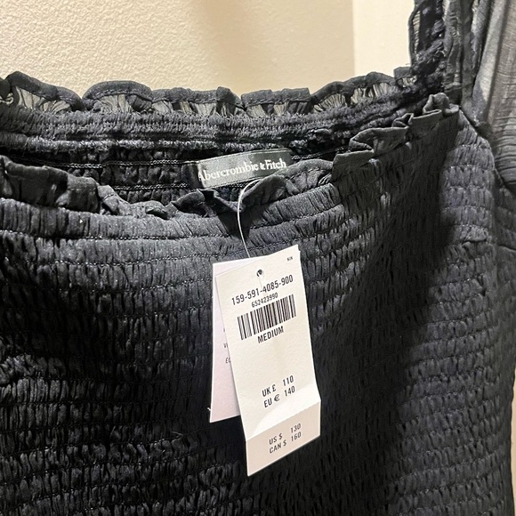Abercrombie Black Smocked Midi Dress - Picture 4 of 5